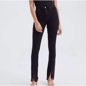 Abercrombie & Fitch The Skinny High Rise Jean Size 6 Short Black Split Hem Denim
